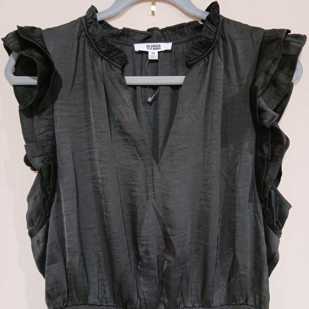 BB Dakota by Steve Madden Praire Dreams Satin Mini Blouson Dress - Picture 5 of 8